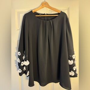 Alfani Elegant Black Women's Top with Floral Accents
